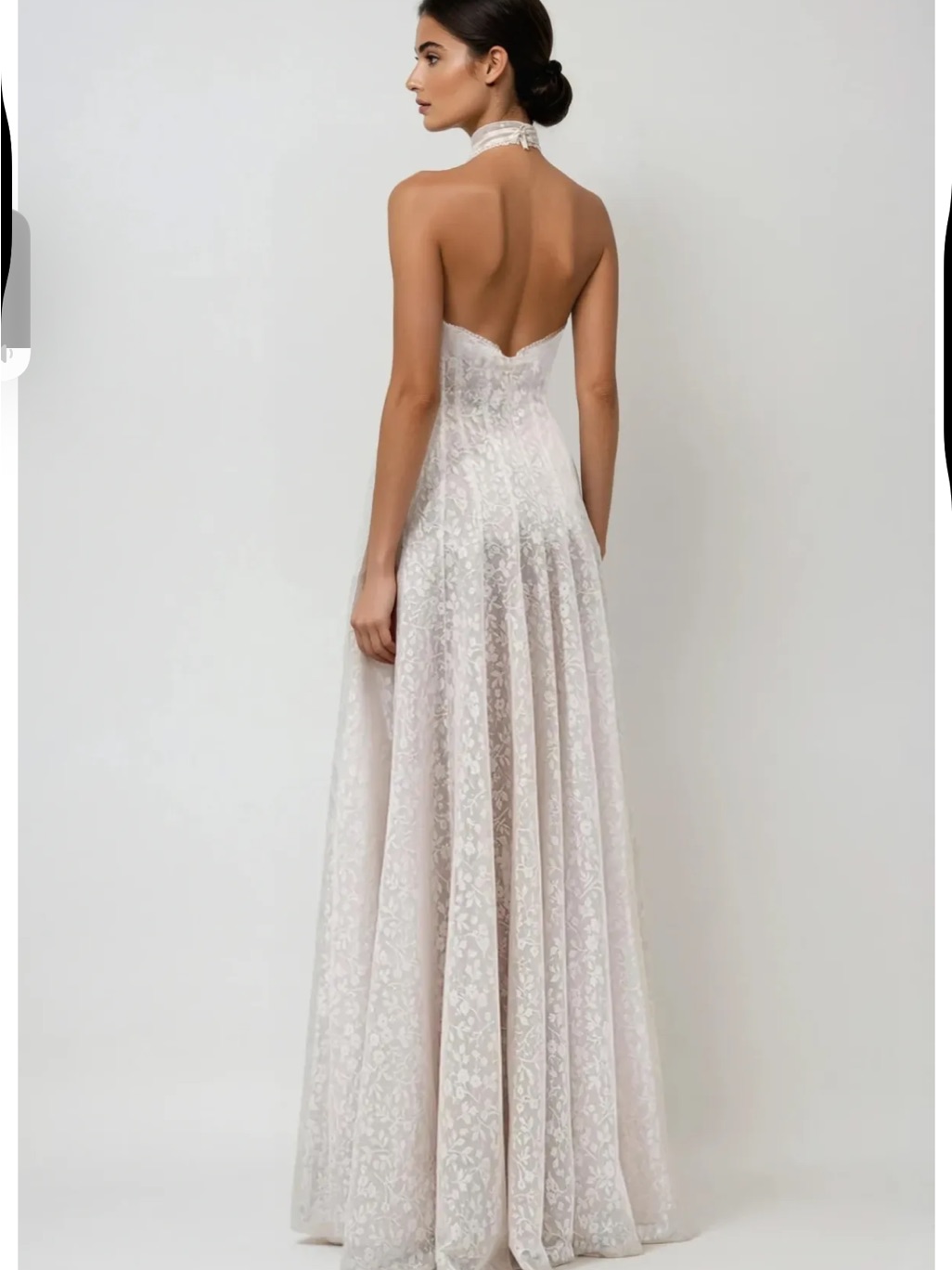 Innovare Denim Nwt Lace Halter Neck Maxi Dress In Cream — image 2 of 7